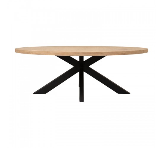 Τραπεζι Jenma μασίφ mango ξύλο σε φυσική απόχρωση-πόδι μαύρο μέταλλο 200x100x76εκ Υλικό: MANGO WOOD - METAL 379-000049