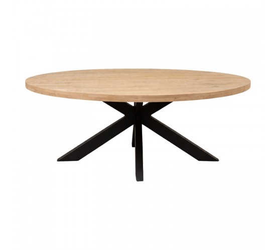 Τραπεζι Jenma μασίφ mango ξύλο σε φυσική απόχρωση-πόδι μαύρο μέταλλο 200x100x76εκ Υλικό: MANGO WOOD - METAL 379-000049