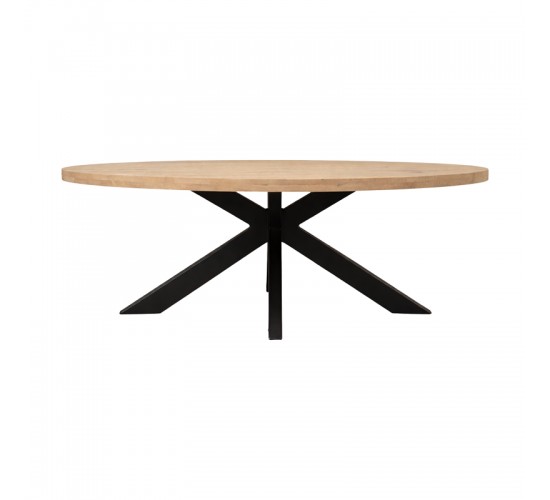 Τραπεζι Jenma μασίφ mango ξύλο σε φυσική απόχρωση-πόδι μαύρο μέταλλο 180x90x76εκ Υλικό: MANGO WOOD - METAL 379-000050