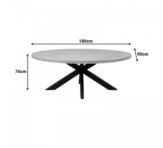 Τραπεζι Jenma μασίφ mango ξύλο σε φυσική απόχρωση-πόδι μαύρο μέταλλο 180x90x76εκ Υλικό: MANGO WOOD - METAL 379-000050