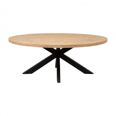 Τραπεζι Jenma μασίφ mango ξύλο σε φυσική απόχρωση-πόδι μαύρο μέταλλο 180x90x76εκ Υλικό: MANGO WOOD - METAL 379-000050