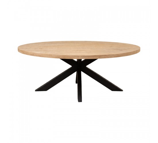 Τραπεζι Jenma μασίφ mango ξύλο σε φυσική απόχρωση-πόδι μαύρο μέταλλο 180x90x76εκ Υλικό: MANGO WOOD - METAL 379-000050