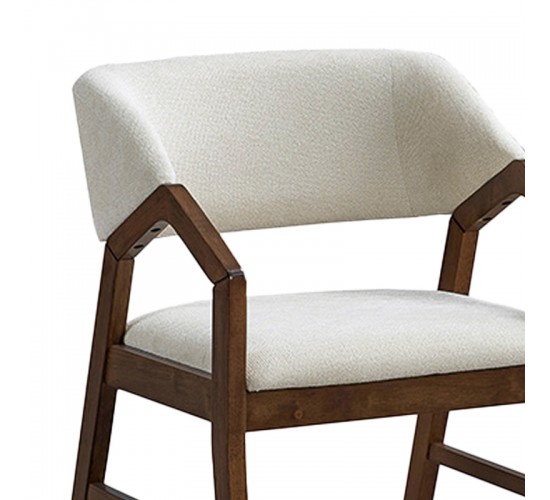 Πολυθρόνα Livia rubberwood σε καρυδί-εκρού απόχρωση 47.5x54.5x78εκ Υλικό: RUBBERWOOD - FABRIC POLYESTER 381-000003