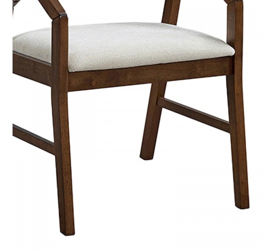 Πολυθρόνα Livia rubberwood σε καρυδί-εκρού απόχρωση 47.5x54.5x78εκ Υλικό: RUBBERWOOD - FABRIC POLYESTER 381-000003