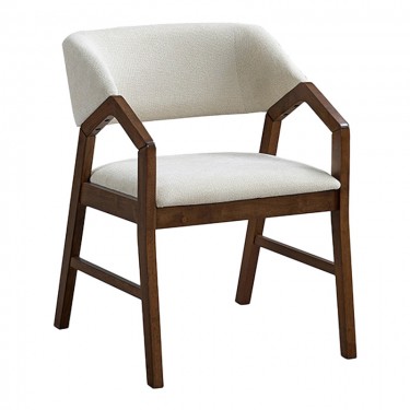 Πολυθρόνα Livia rubberwood σε καρυδί-εκρού απόχρωση 47.5x54.5x78εκ Υλικό: RUBBERWOOD - FABRIC POLYESTER 381-000003