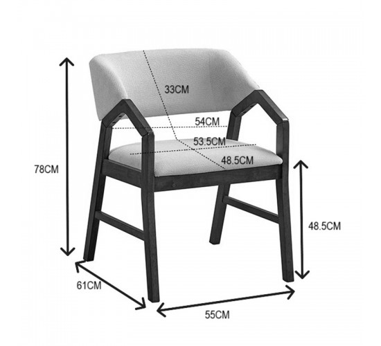 Πολυθρόνα Livia rubberwood σε καρυδί-εκρού απόχρωση 47.5x54.5x78εκ Υλικό: RUBBERWOOD - FABRIC POLYESTER 381-000003