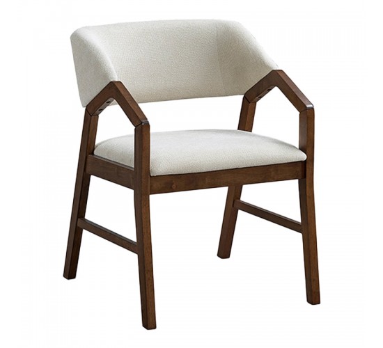 Πολυθρόνα Livia rubberwood σε καρυδί-εκρού απόχρωση 47.5x54.5x78εκ Υλικό: RUBBERWOOD - FABRIC POLYESTER 381-000003