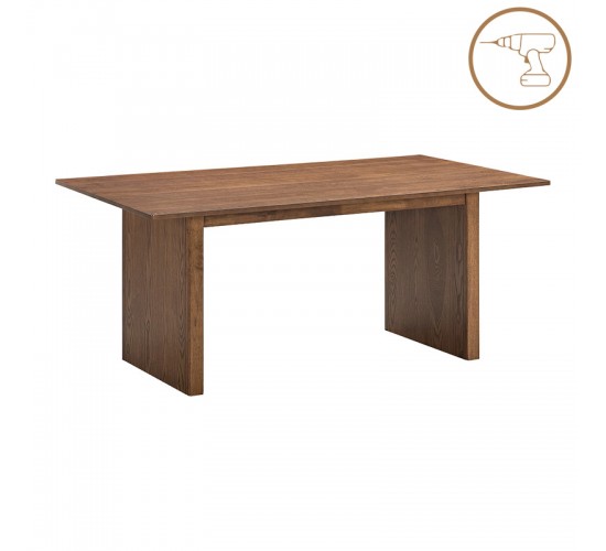 Τραπεζαρία Eleganza-Livia σετ 7τεμ mdf σε καρυδί-εκρού απόχρωση 180x99x75.8εκ Υλικό: RUBBERWOOD - FABRIC POLYESTER - MDF 381-000011