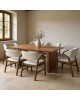Τραπεζαρία Eleganza-Livia σετ 7τεμ mdf σε καρυδί-εκρού απόχρωση 180x99x75.8εκ Υλικό: RUBBERWOOD - FABRIC POLYESTER - MDF 381-000011