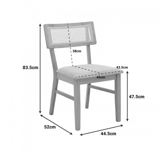 Καρέκλα Raffles rubberwood με pe rattan και γκρι μπεζ ύφασμα 47x48x83.5εκ Υλικό: RUBBERWOOD - FABRIC POLYESTER 381-000013