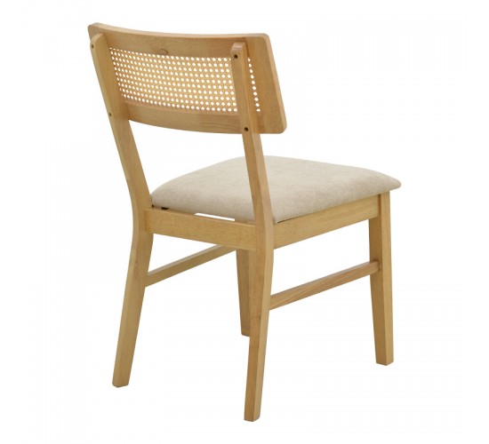 Καρέκλα Raffles rubberwood με pe rattan και γκρι μπεζ ύφασμα 47x48x83.5εκ Υλικό: RUBBERWOOD - FABRIC POLYESTER 381-000013
