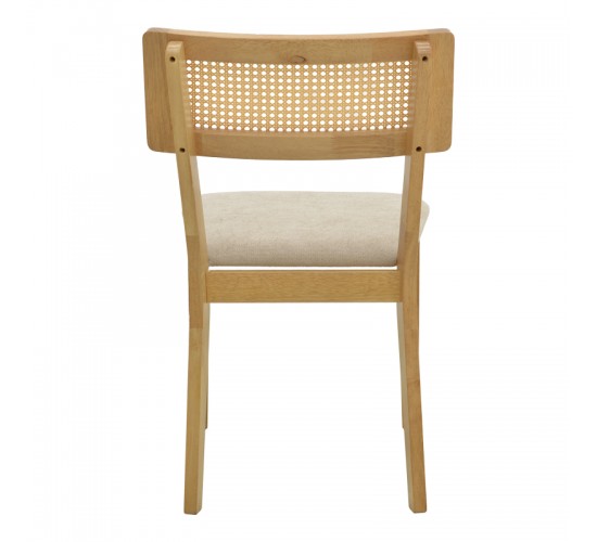 Καρέκλα Raffles rubberwood με pe rattan και γκρι μπεζ ύφασμα 47x48x83.5εκ Υλικό: RUBBERWOOD - FABRIC POLYESTER 381-000013