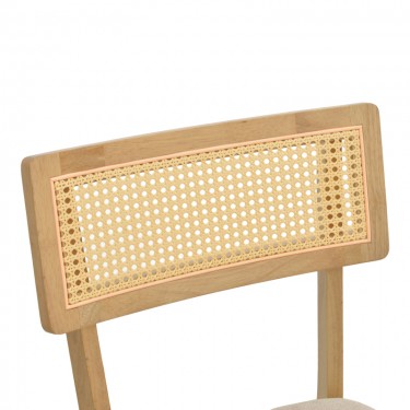 Καρέκλα Raffles rubberwood με pe rattan και γκρι μπεζ ύφασμα 47x48x83.5εκ Υλικό: RUBBERWOOD - FABRIC POLYESTER 381-000013