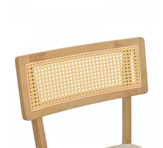 Καρέκλα Raffles rubberwood με pe rattan και γκρι μπεζ ύφασμα 47x48x83.5εκ Υλικό: RUBBERWOOD - FABRIC POLYESTER 381-000013