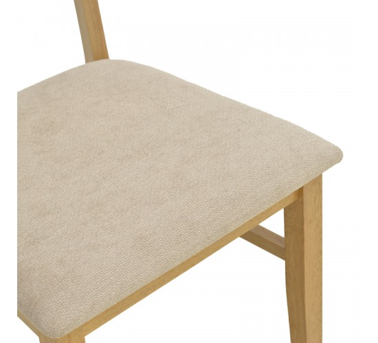 Καρέκλα Raffles rubberwood με pe rattan και γκρι μπεζ ύφασμα 47x48x83.5εκ Υλικό: RUBBERWOOD - FABRIC POLYESTER 381-000013