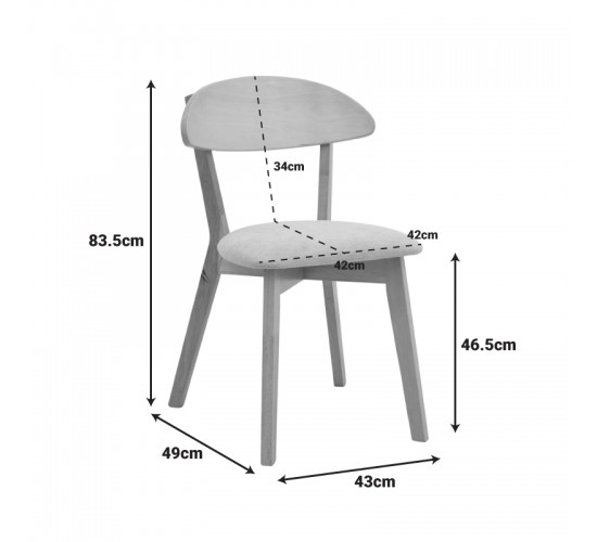 Καρέκλα Canon rubberwood σε φυσική απόχρωση με γκρι μπεζ ύφασμα 43x43x79.5εκ Υλικό: RUBBERWOOD - FABRIC POLYESTER 381-000015