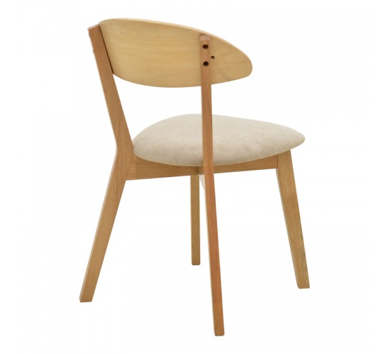 Καρέκλα Canon rubberwood σε φυσική απόχρωση με γκρι μπεζ ύφασμα 43x43x79.5εκ Υλικό: RUBBERWOOD - FABRIC POLYESTER 381-000015