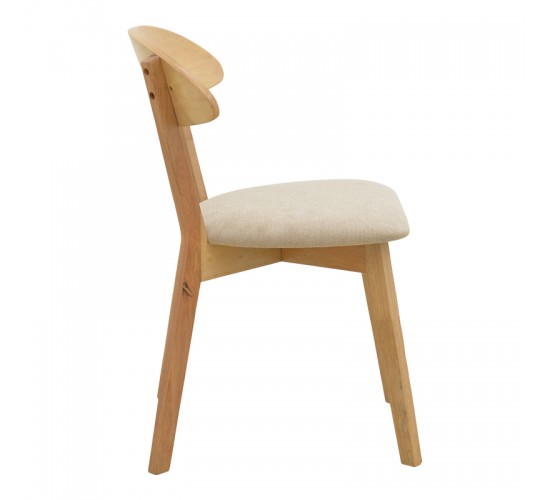 Καρέκλα Canon rubberwood σε φυσική απόχρωση με γκρι μπεζ ύφασμα 43x43x79.5εκ Υλικό: RUBBERWOOD - FABRIC POLYESTER 381-000015