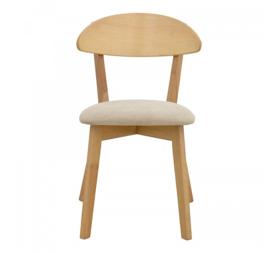 Καρέκλα Canon rubberwood σε φυσική απόχρωση με γκρι μπεζ ύφασμα 43x43x79.5εκ Υλικό: RUBBERWOOD - FABRIC POLYESTER 381-000015