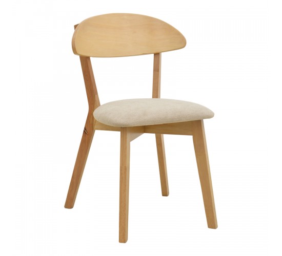 Καρέκλα Canon rubberwood σε φυσική απόχρωση με γκρι μπεζ ύφασμα 43x43x79.5εκ Υλικό: RUBBERWOOD - FABRIC POLYESTER 381-000015