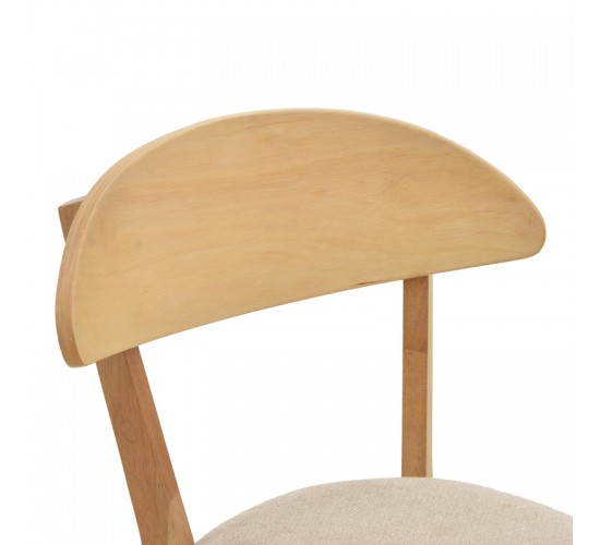 Καρέκλα Canon rubberwood σε φυσική απόχρωση με γκρι μπεζ ύφασμα 43x43x79.5εκ Υλικό: RUBBERWOOD - FABRIC POLYESTER 381-000015