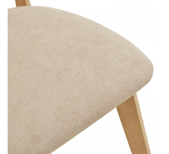 Καρέκλα Canon rubberwood σε φυσική απόχρωση με γκρι μπεζ ύφασμα 43x43x79.5εκ Υλικό: RUBBERWOOD - FABRIC POLYESTER 381-000015