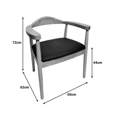 Πολυθρόνα Joube rubberwood σε φυσική απόχρωση με μαύρο pu μαξιλάρι 59x48x73εκ Υλικό: RUBBERWOOD - PU 382-000001