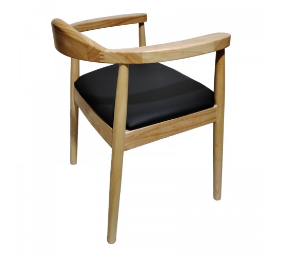 Πολυθρόνα Joube rubberwood σε φυσική απόχρωση με μαύρο pu μαξιλάρι 50x62x72εκ Υλικό: RUBBERWOOD - PU 382-000001