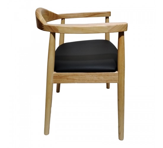 Πολυθρόνα Joube rubberwood σε φυσική απόχρωση με μαύρο pu μαξιλάρι 50x62x72εκ Υλικό: RUBBERWOOD - PU 382-000001