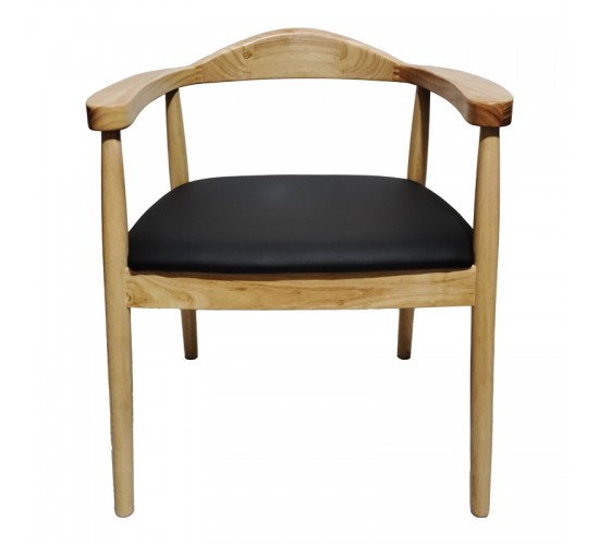 Πολυθρόνα Joube rubberwood σε φυσική απόχρωση με μαύρο pu μαξιλάρι 50x62x72εκ Υλικό: RUBBERWOOD - PU 382-000001