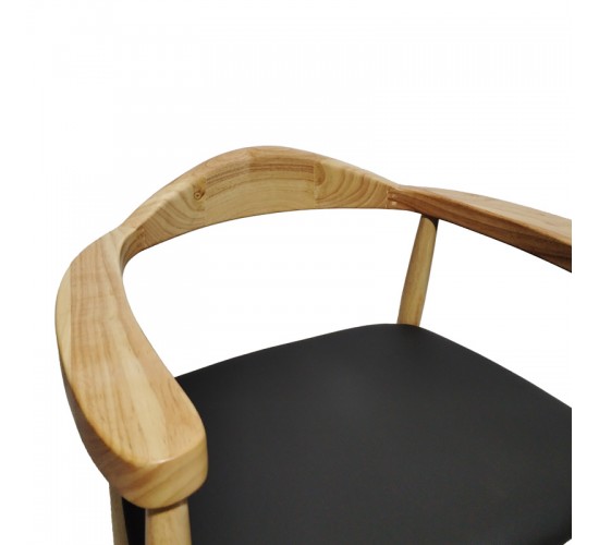 Πολυθρόνα Joube rubberwood σε φυσική απόχρωση με μαύρο pu μαξιλάρι 50x62x72εκ Υλικό: RUBBERWOOD - PU 382-000001