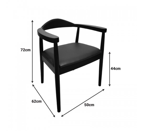 Πολυθρόνα Joube rubberwood σε μαύρη απόχρωση με μαύρο pu μαξιλάρι 50x62x72εκ Υλικό: RUBBERWOOD - PU 382-000002