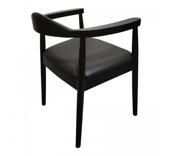 Πολυθρόνα Joube rubberwood σε μαύρη απόχρωση με μαύρο pu μαξιλάρι 50x62x72εκ Υλικό: RUBBERWOOD - PU 382-000002