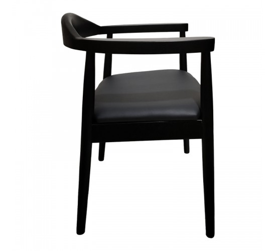 Πολυθρόνα Joube rubberwood σε μαύρη απόχρωση με μαύρο pu μαξιλάρι 50x62x72εκ Υλικό: RUBBERWOOD - PU 382-000002