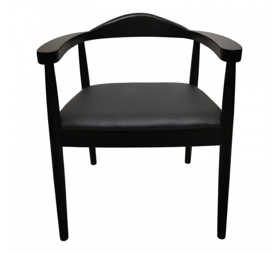 Πολυθρόνα Joube rubberwood σε μαύρη απόχρωση με μαύρο pu μαξιλάρι 50x62x72εκ Υλικό: RUBBERWOOD - PU 382-000002