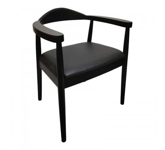 Πολυθρόνα Joube rubberwood σε μαύρη απόχρωση με μαύρο pu μαξιλάρι 50x62x72εκ Υλικό: RUBBERWOOD - PU 382-000002