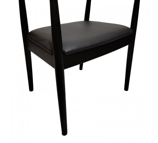 Πολυθρόνα Joube rubberwood σε μαύρη απόχρωση με μαύρο pu μαξιλάρι 50x62x72εκ Υλικό: RUBBERWOOD - PU 382-000002