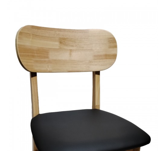 Καρέκλα Bedona rubberwood σε φυσική απόχρωση με μαύρο pu μαξιλάρι 47x46x80εκ Υλικό: RUBBERWOOD - PU 382-000003
