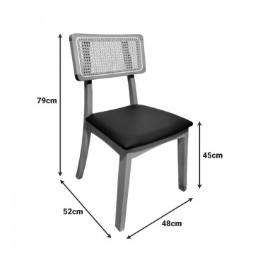 Καρέκλα Renna ξύλο οξιάς σε φυσική απόχρωση με μαύρο pu μαξιλάρι 48x52x79εκ Υλικό: BEECH WOOD - PU 382-000004