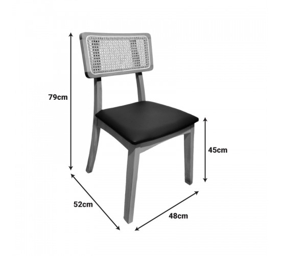 Καρέκλα Renna ξύλο οξιάς σε φυσική απόχρωση με μαύρο pu μαξιλάρι 48x52x79εκ Υλικό: BEECH WOOD - PU 382-000004
