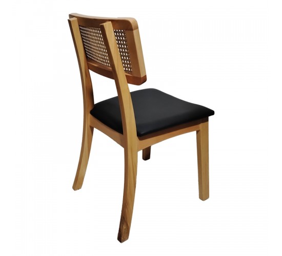 Καρέκλα Renna ξύλο οξιάς σε φυσική απόχρωση με μαύρο pu μαξιλάρι 48x52x79εκ Υλικό: BEECH WOOD - PU 382-000004