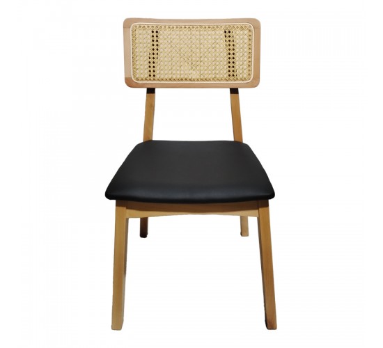 Καρέκλα Renna ξύλο οξιάς σε φυσική απόχρωση με μαύρο pu μαξιλάρι 48x52x79εκ Υλικό: BEECH WOOD - PU 382-000004