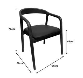 Πολυθρόνα Hogie rubberwood καρυδί- μαύρο pu μαξιλάρι 61x60x76εκ Υλικό: RUBBERWOOD - PU 382-000006