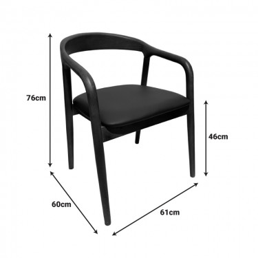 Πολυθρόνα Hogie rubberwood καρυδί- μαύρο pu μαξιλάρι 61x60x76εκ Υλικό: RUBBERWOOD - PU 382-000006