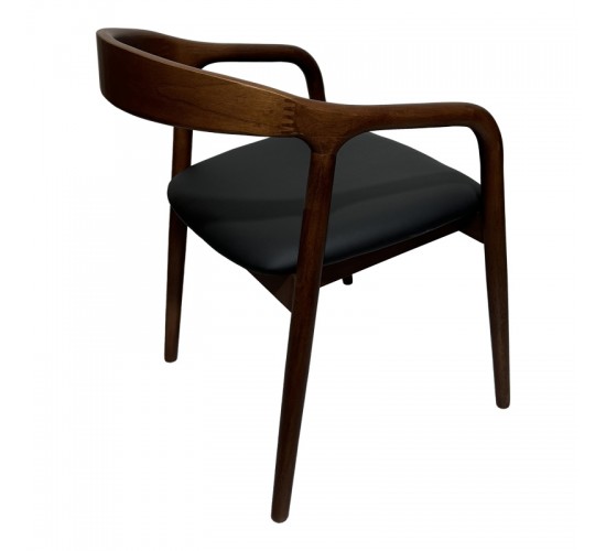 Πολυθρόνα Hogie rubberwood σε καφέ απόχρωση με μαύρο pu μαξιλάρι 61x60x76εκ Υλικό: RUBBERWOOD - PU 382-000006