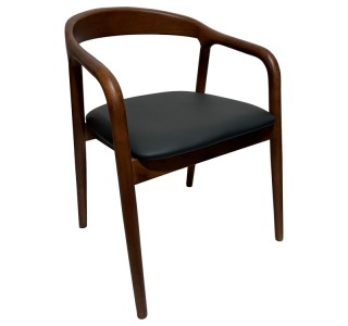 Πολυθρόνα Hogie rubberwood καρυδί- μαύρο pu μαξιλάρι 61x60x76εκ Υλικό: RUBBERWOOD - PU 382-000006