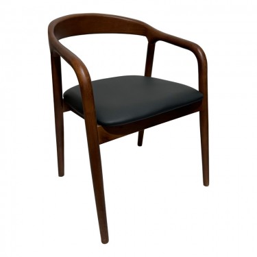 Πολυθρόνα Hogie rubberwood καρυδί- μαύρο pu μαξιλάρι 61x60x76εκ Υλικό: RUBBERWOOD - PU 382-000006