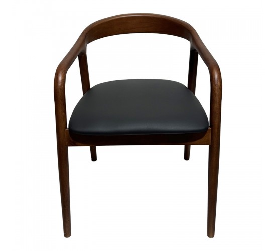 Πολυθρόνα Hogie rubberwood σε καφέ απόχρωση με μαύρο pu μαξιλάρι 61x60x76εκ Υλικό: RUBBERWOOD - PU 382-000006