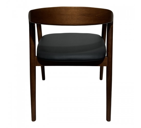 Πολυθρόνα Hogie rubberwood σε καφέ απόχρωση με μαύρο pu μαξιλάρι 61x60x76εκ Υλικό: RUBBERWOOD - PU 382-000006