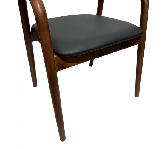 Πολυθρόνα Hogie rubberwood σε καφέ απόχρωση με μαύρο pu μαξιλάρι 61x60x76εκ Υλικό: RUBBERWOOD - PU 382-000006